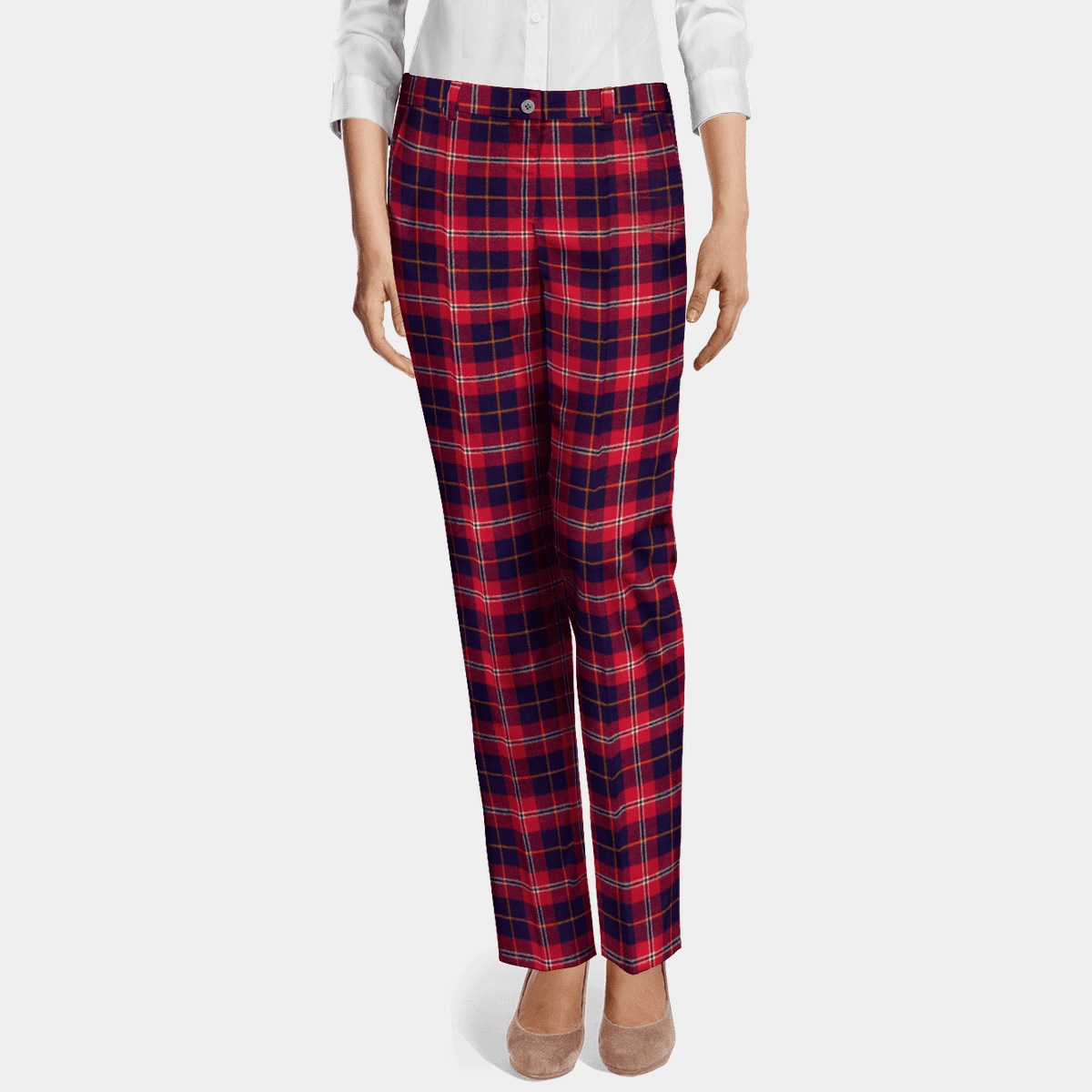 red plaid chino pants