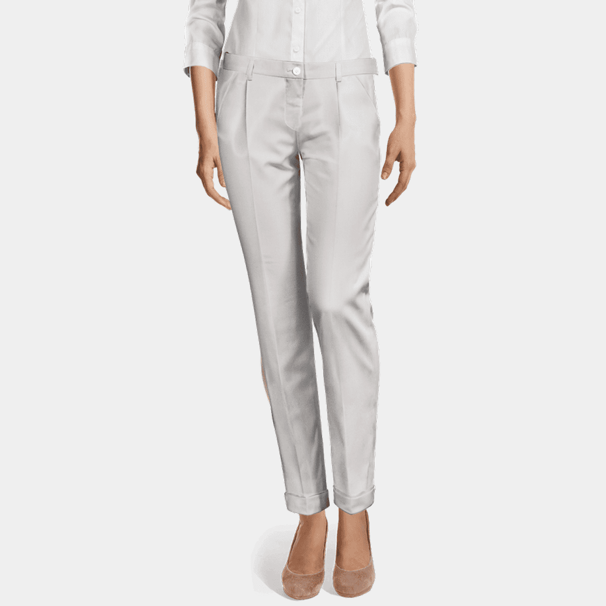 Women's white solid year round Ankle-length Trousers | Sumissura