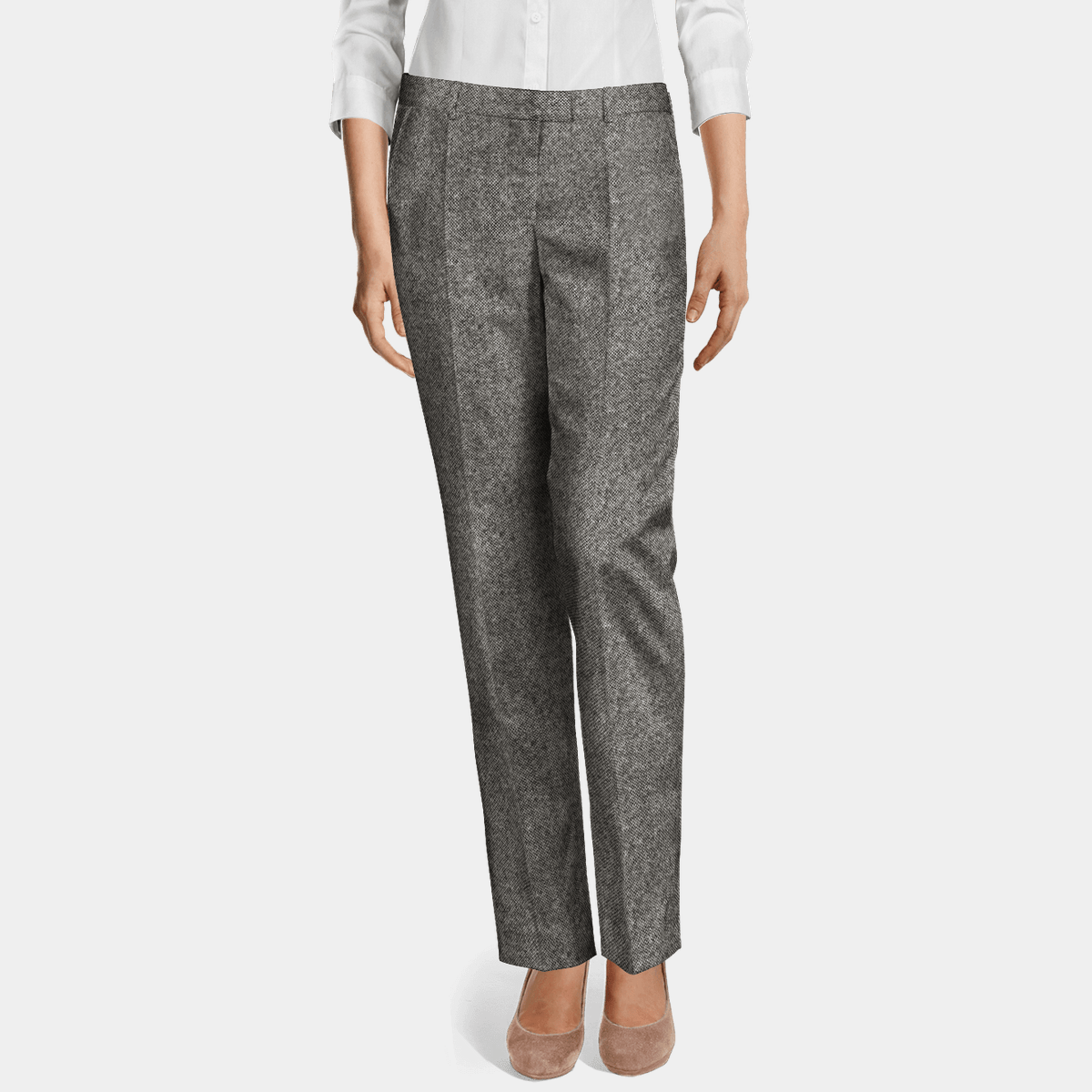 Ladies' Microfiber Flat Front Dress Pant - Tan