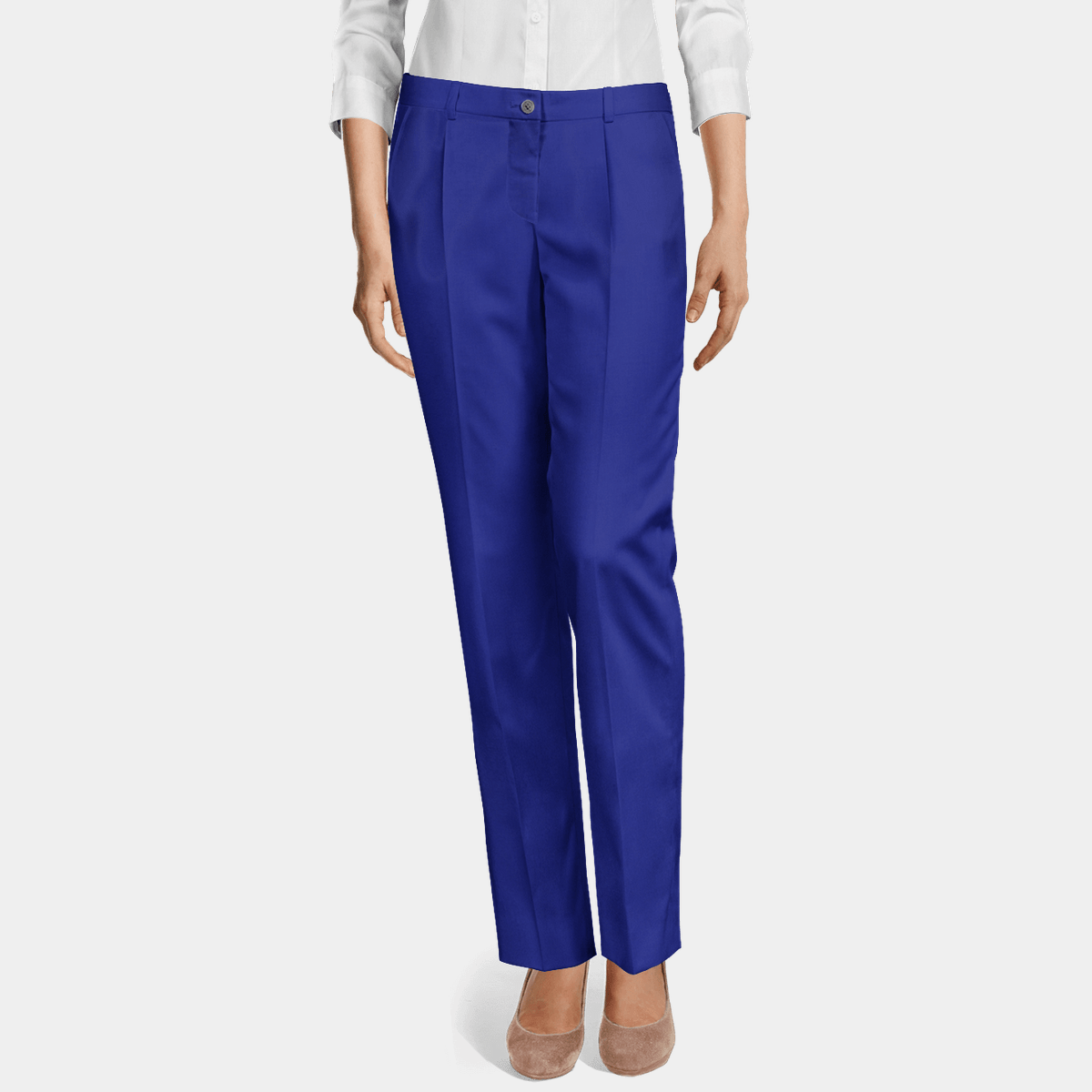 Royal Blue Wool Blends pleated Dress Pants | Sumissura