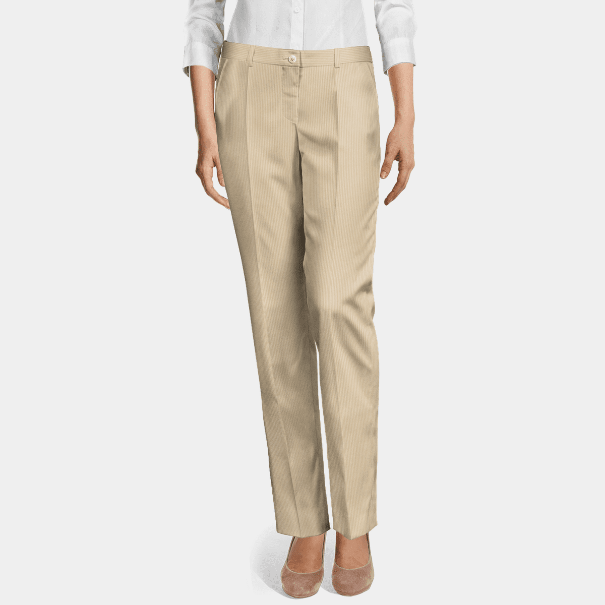 Beige prince of wales linen high waisted pleated lightweight Wide