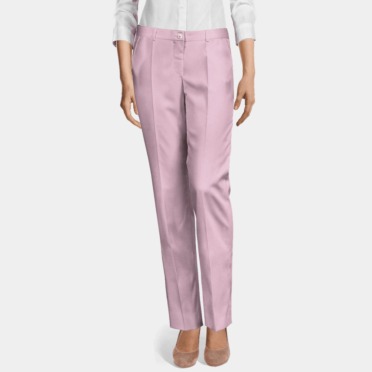 Light purple flat-front stretch regular fit Women Trousers