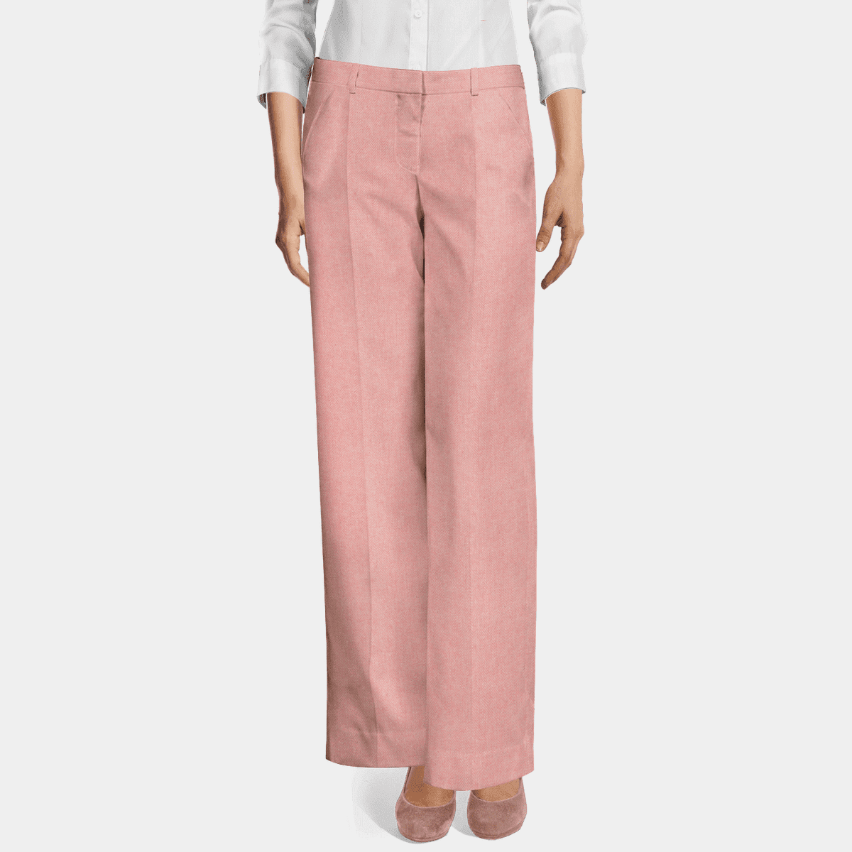 Pink high waisted flat-front stretch Dress Pants