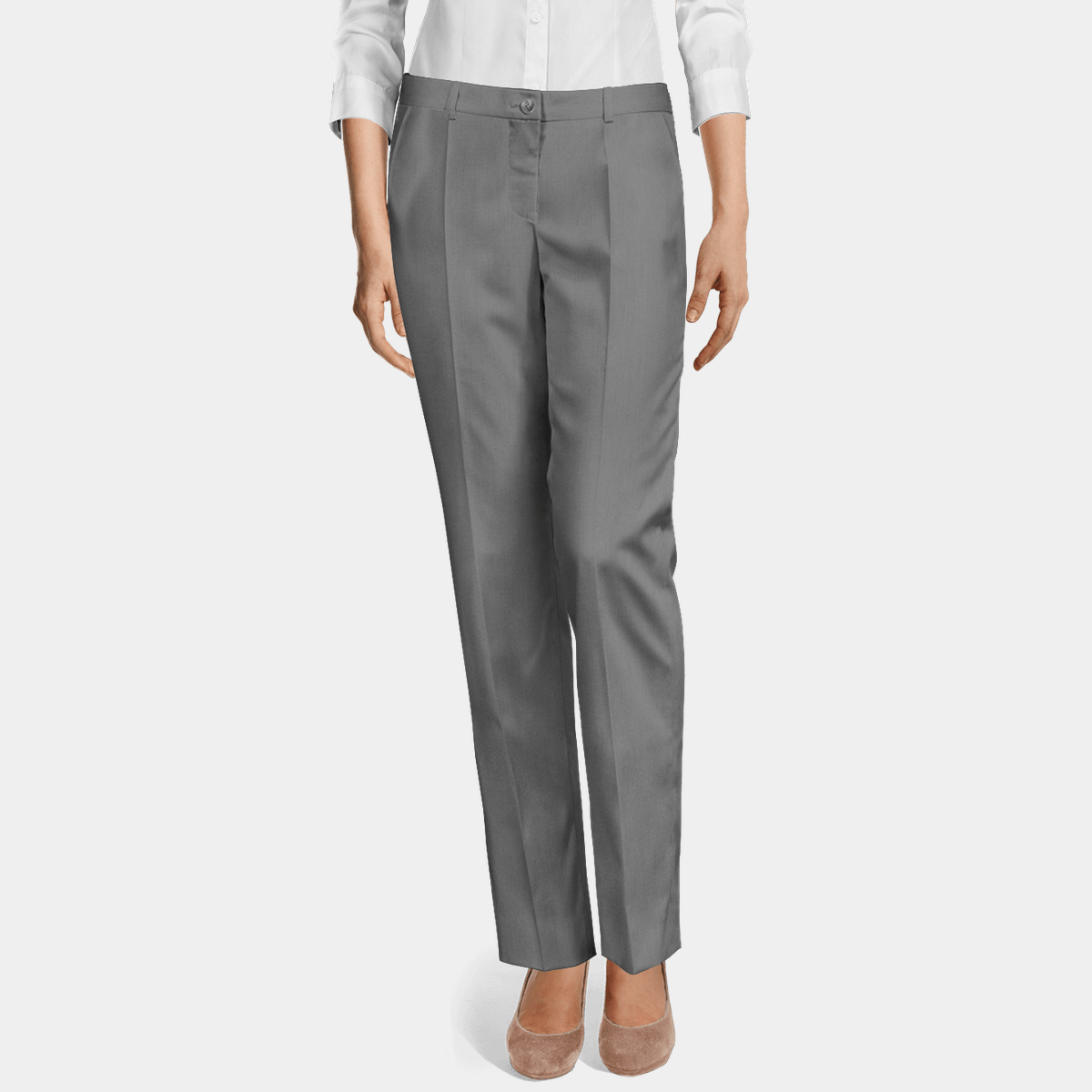 Iron grey flat-front essential Dress Pants