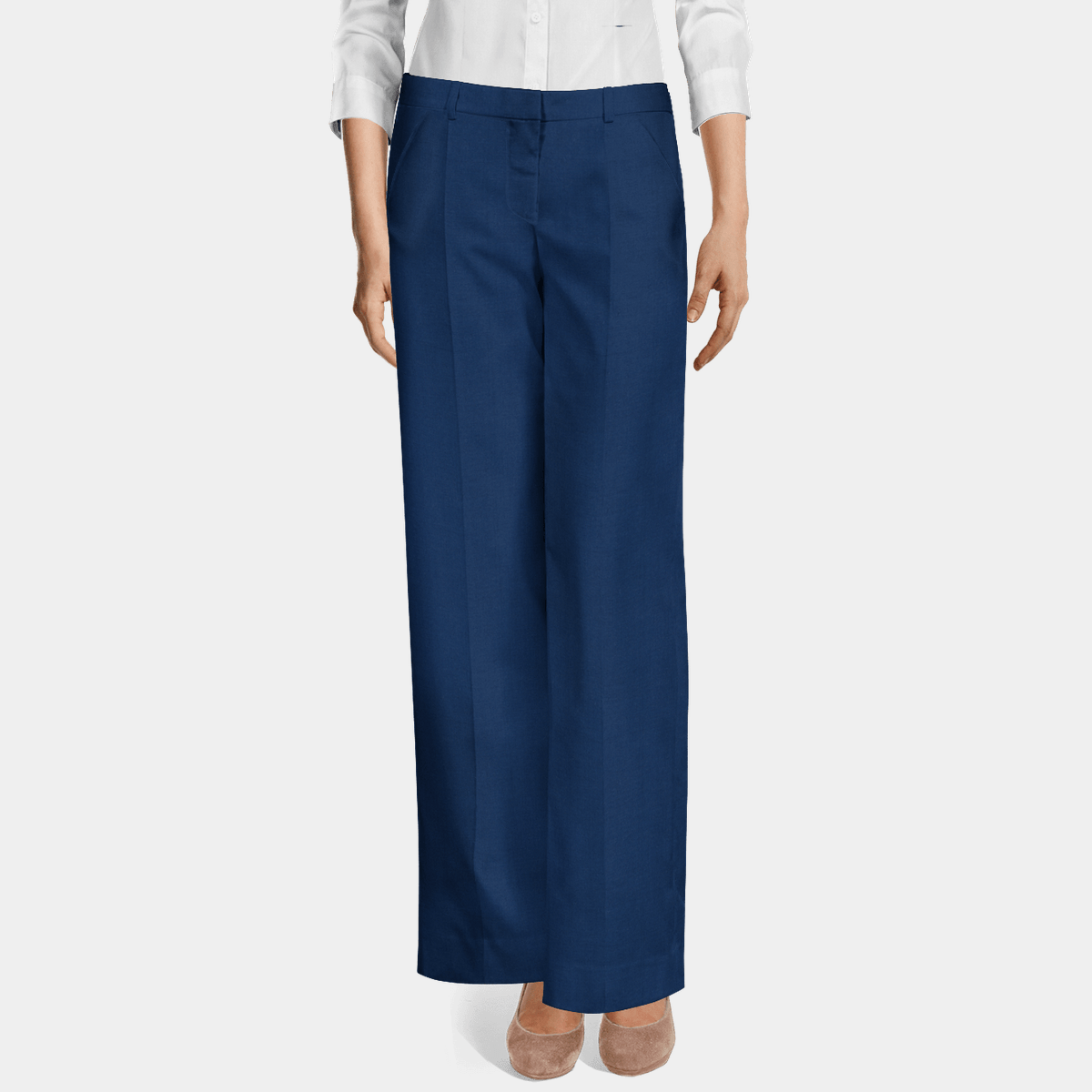 Soft cotton flat-front Regular Rise Slacks Royal Blue pant