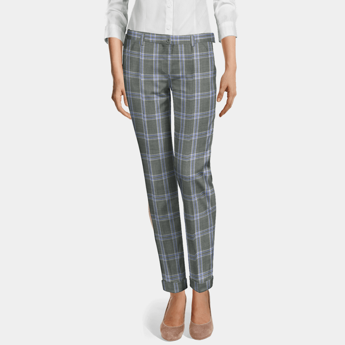 plaid cuffed pants