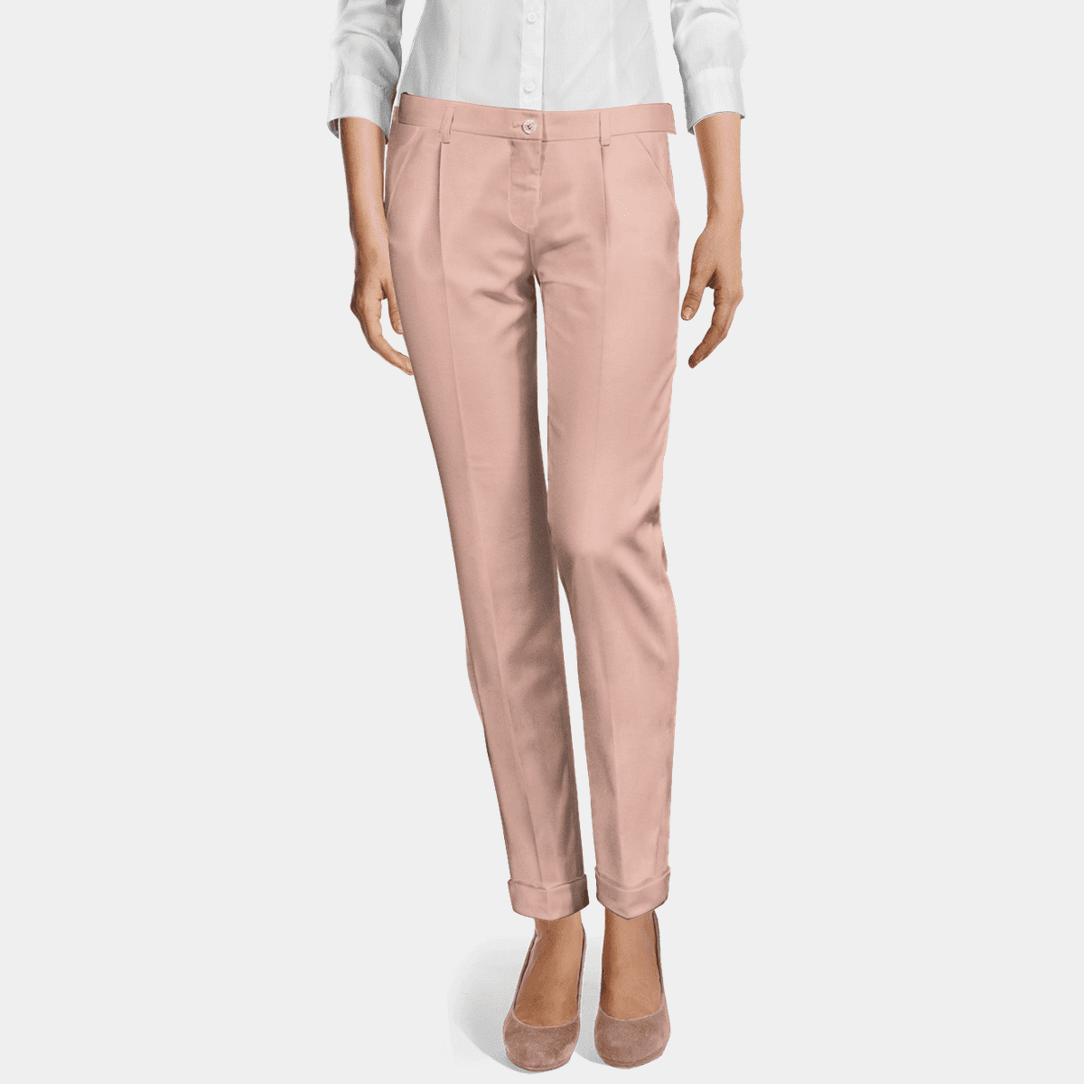 Pink low waisted pleated cuffed stretch Cigarette Pants