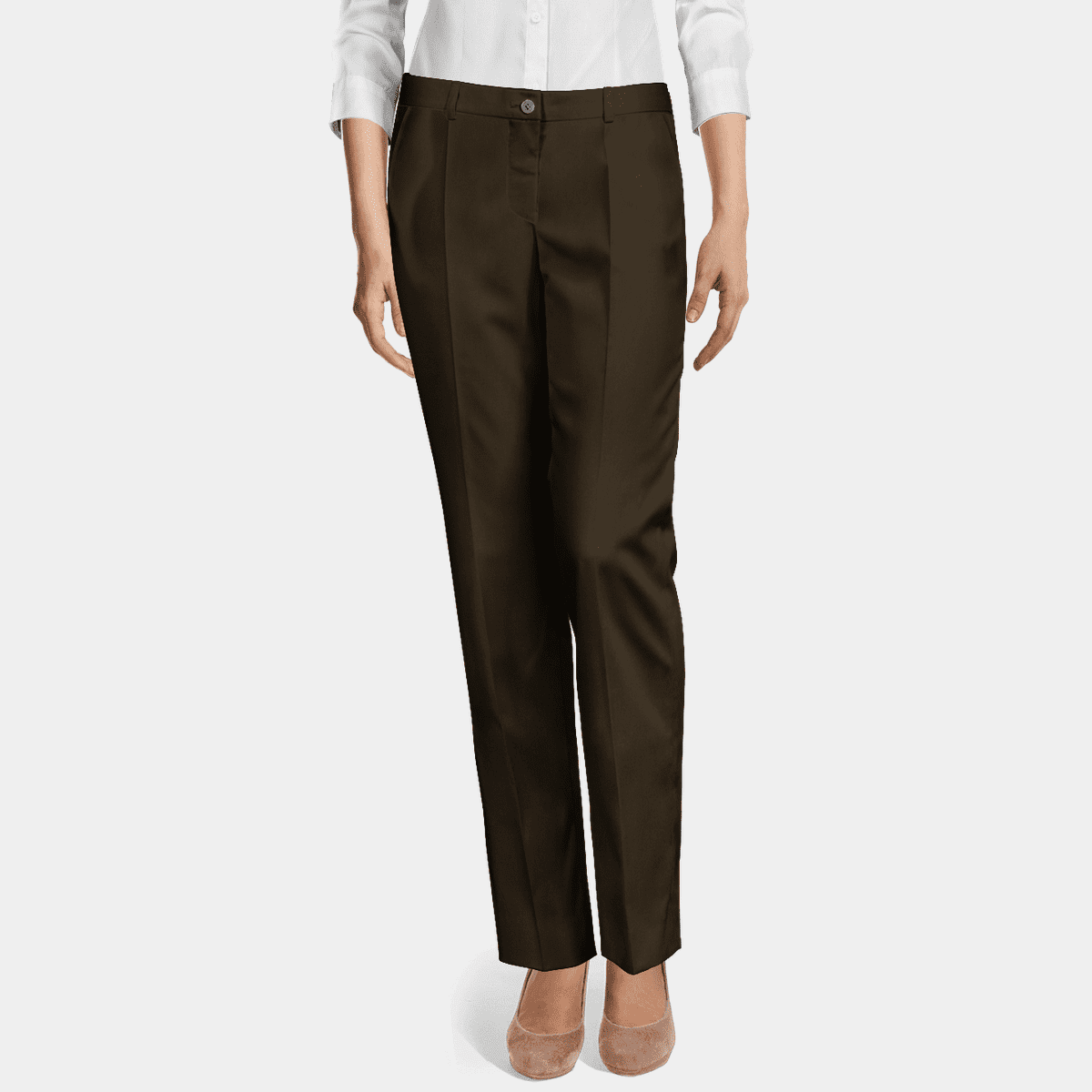 Army green pure wool flat-front premium Slacks