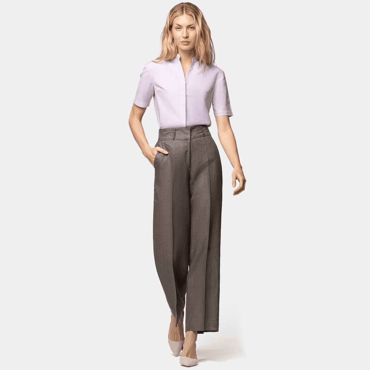 Womens Micropattern High Waisted Wide Leg Pants Sumissura