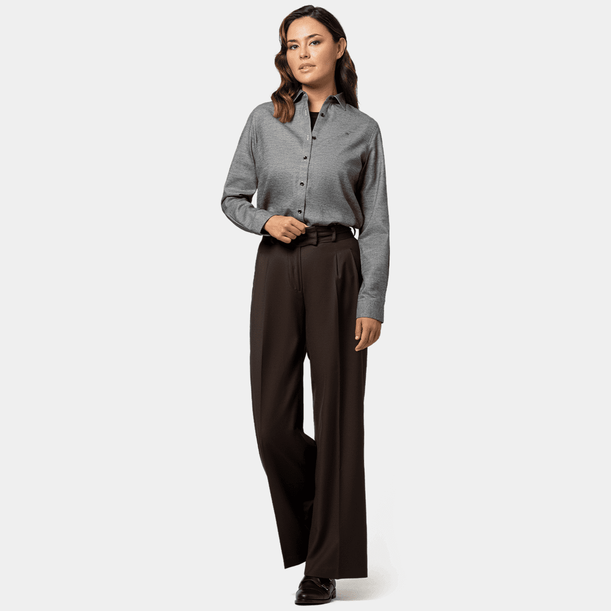 Chocolate brown high waisted pleated essential Women Trousers
