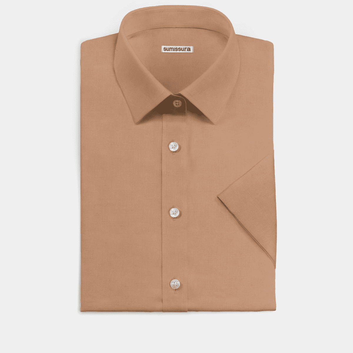 Camel short sleeved linen-cotton Dress Shirt | Sumissura
