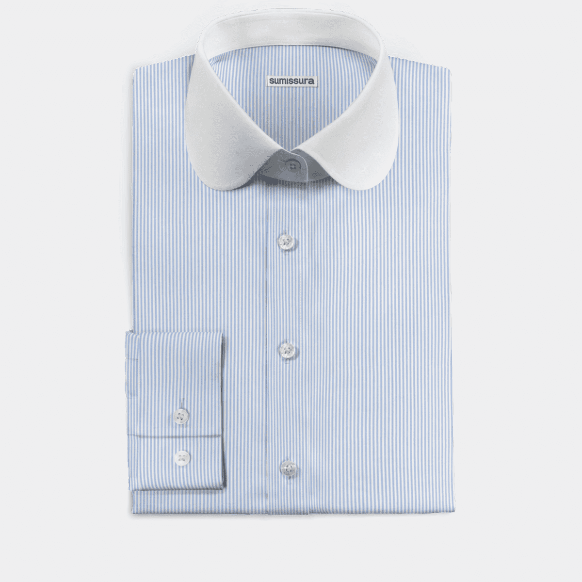 Piped Peter Pan Shirt - Gray Blue main image 0