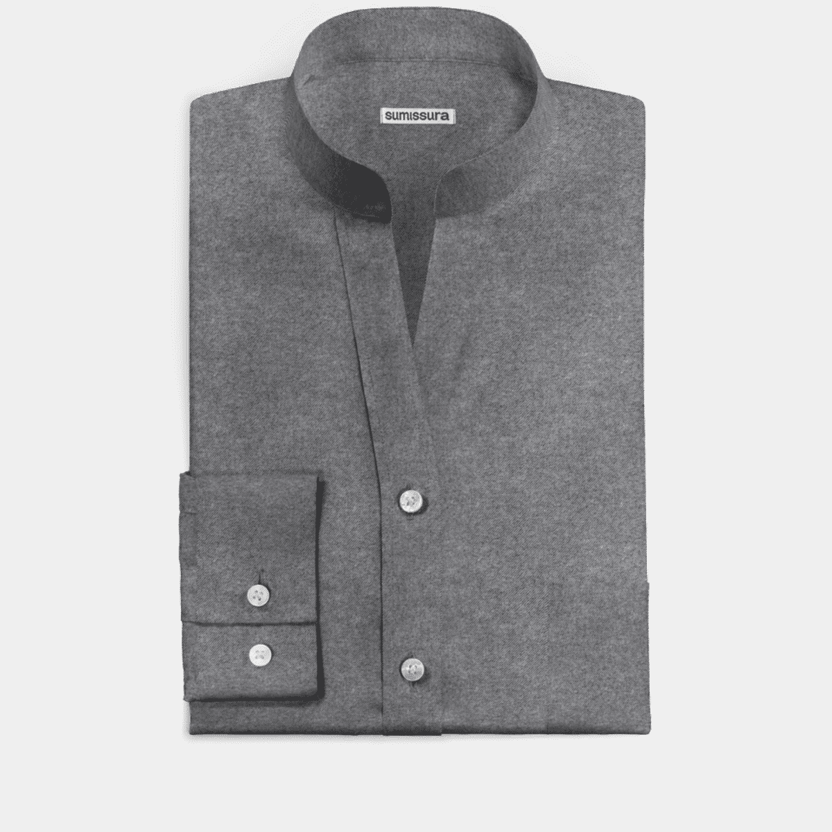 Mid Gray standup collar cotton Dress Shirt with pocket Sumissura