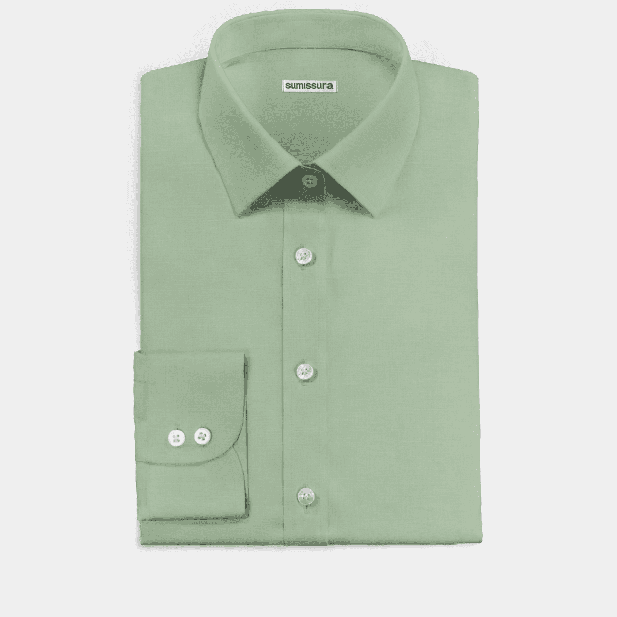 Chemise en lin-coton vert sauge Sumissura