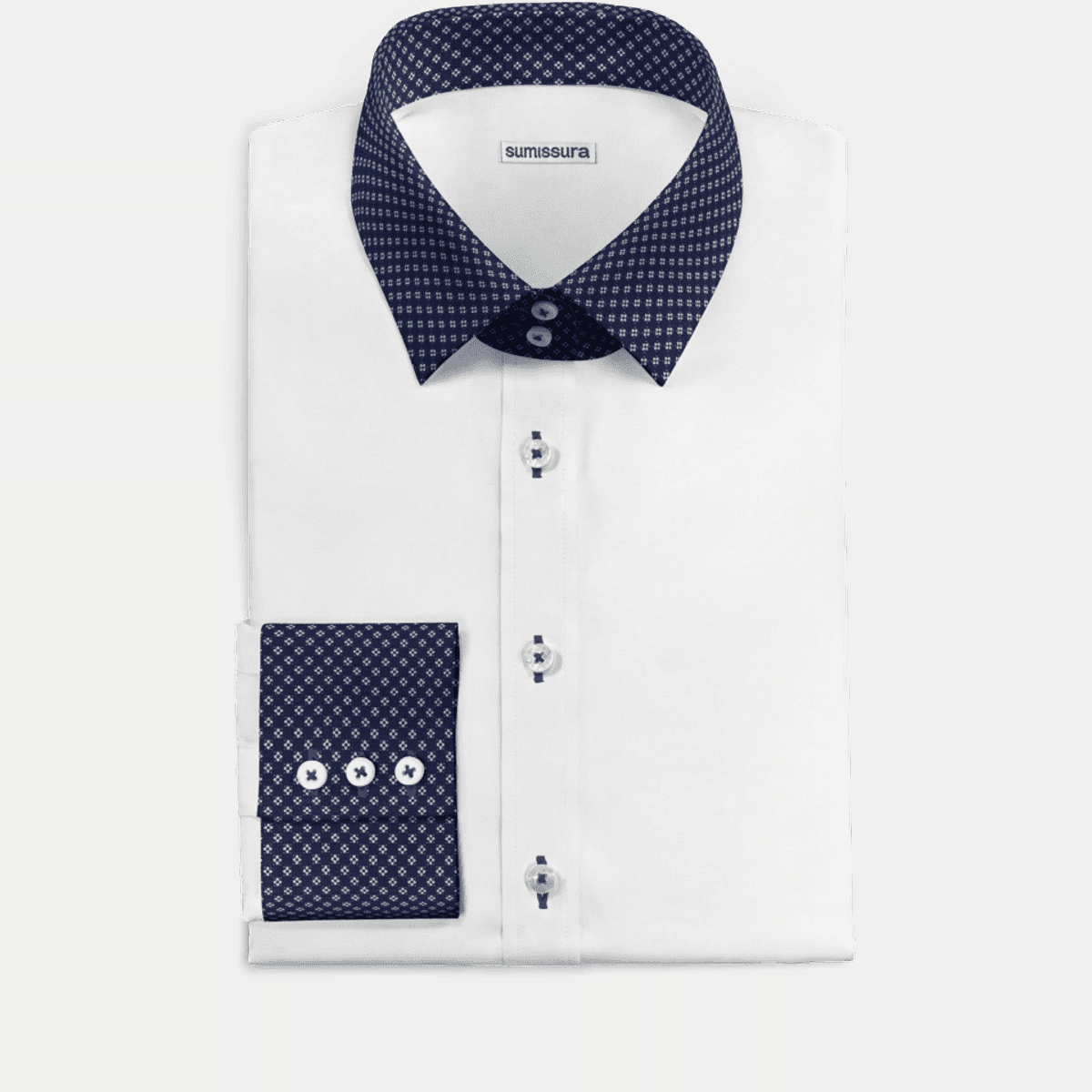 White Long Sleeve High Raised Collar Shirt main image 1