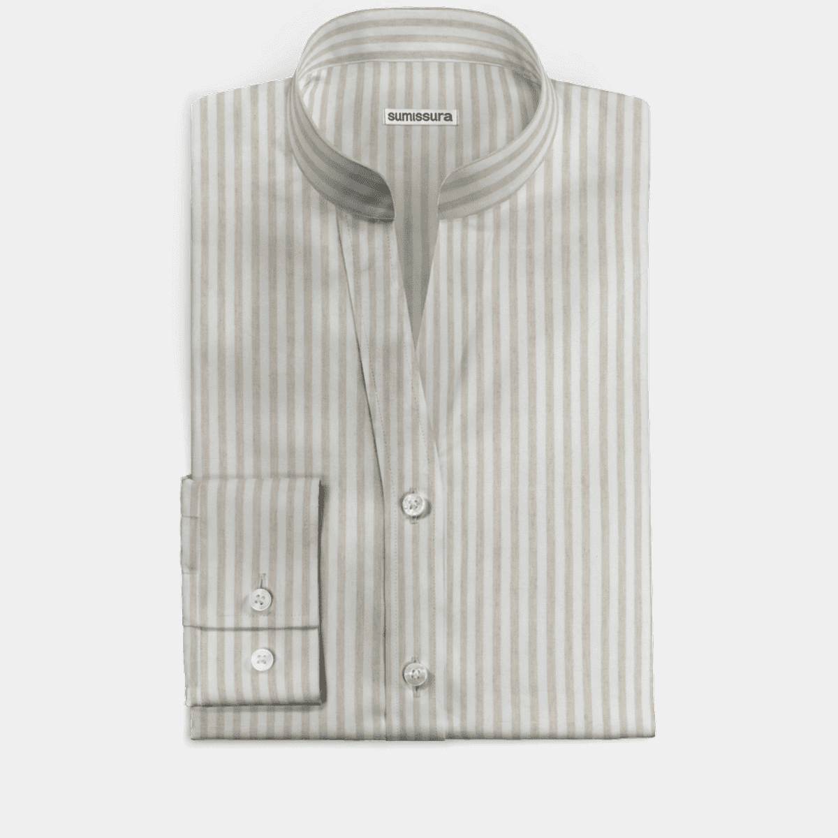 Stripe Stand Collar Casual Shirt Dress