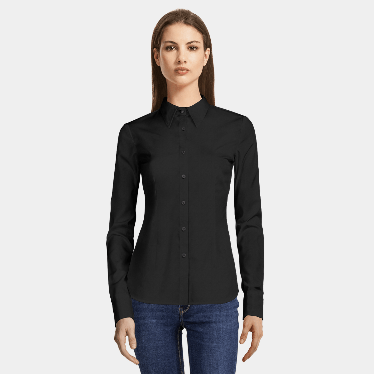 camisa negra de vestir mujer