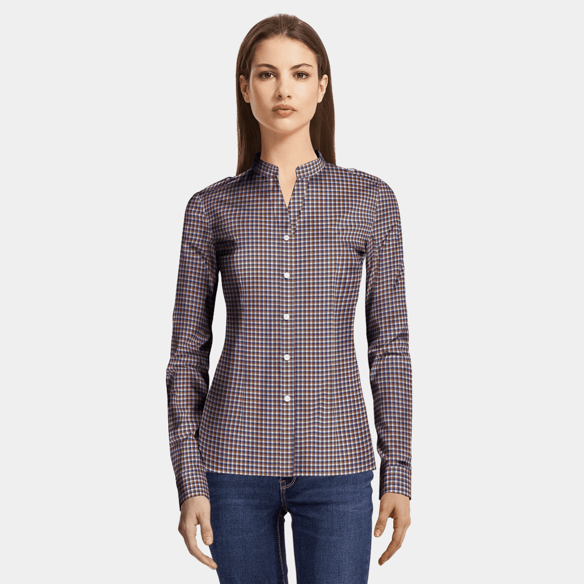 chocolate-brown-checked-no-collar-pinpoint-cotton-dress-shirt-65