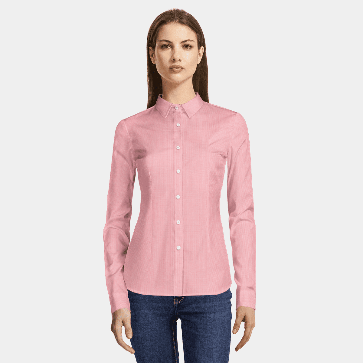 Light Pink checked poplin cotton Dress Shirt