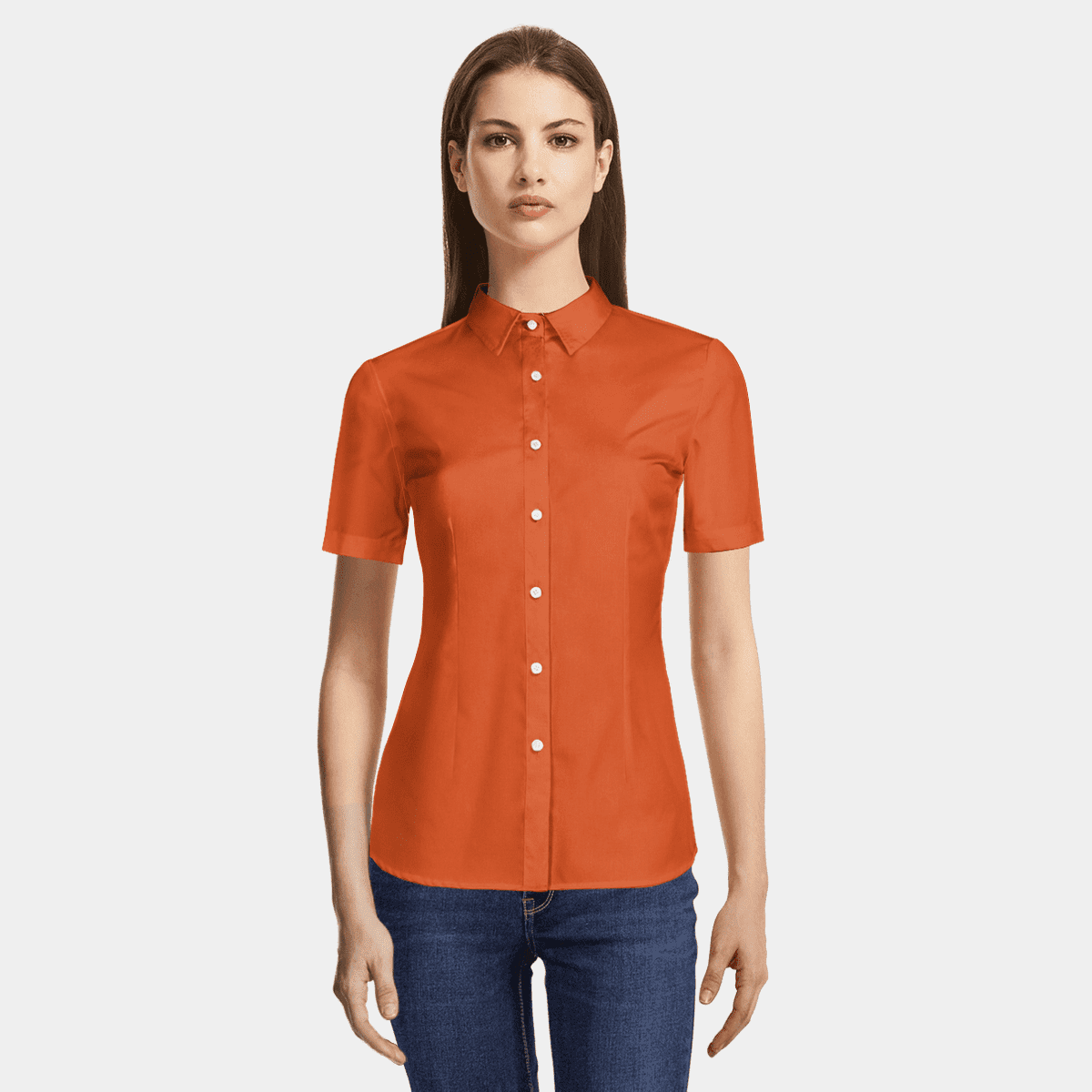 Effortless Simplicity Orange Linen Short Sleeve Button-Up Top