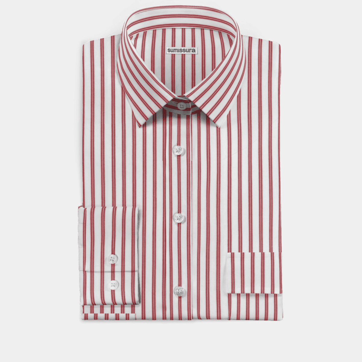 Red striped poplin cotton Dress Shirt with pockets Sumissura