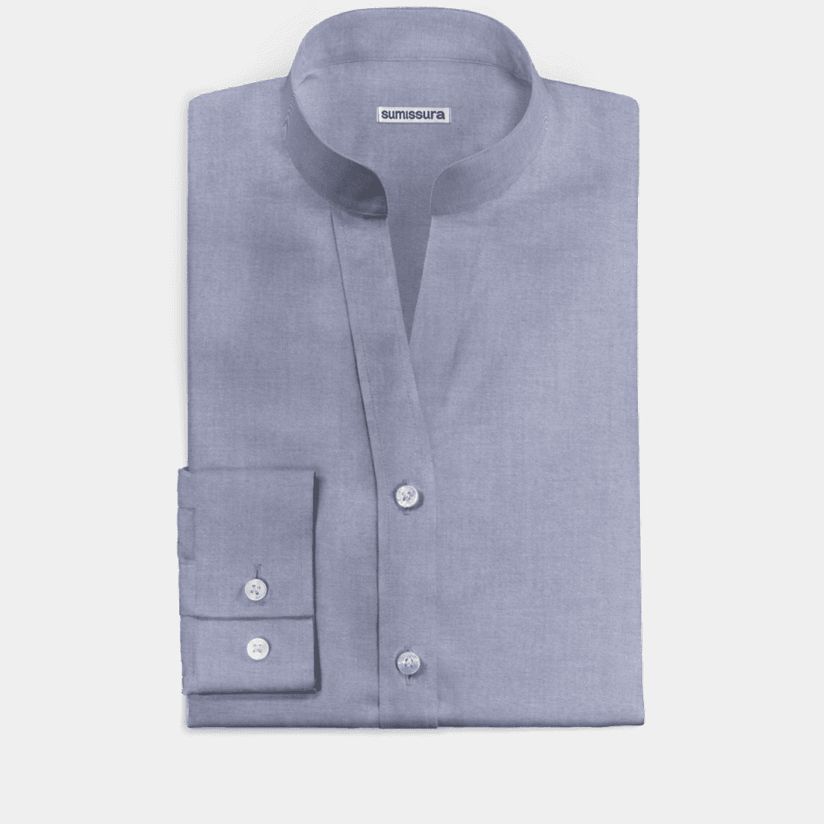 Blue no-collar oxford Dress Shirt | Sumissura