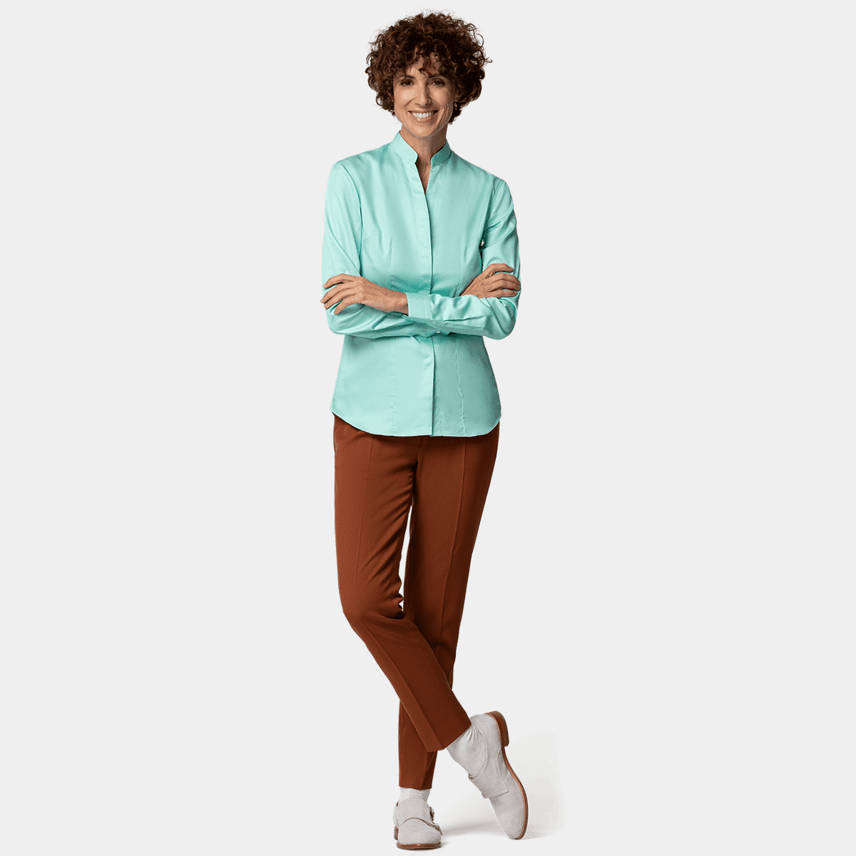 Smoke Green Striped Mao Shirt