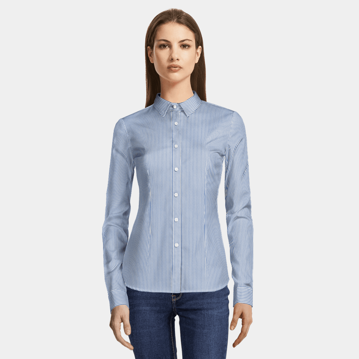 navy blue striped dress shirt