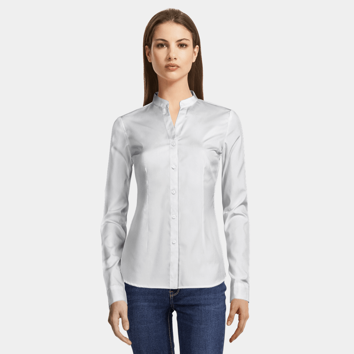 Women's White Button-Up Shirts Rack