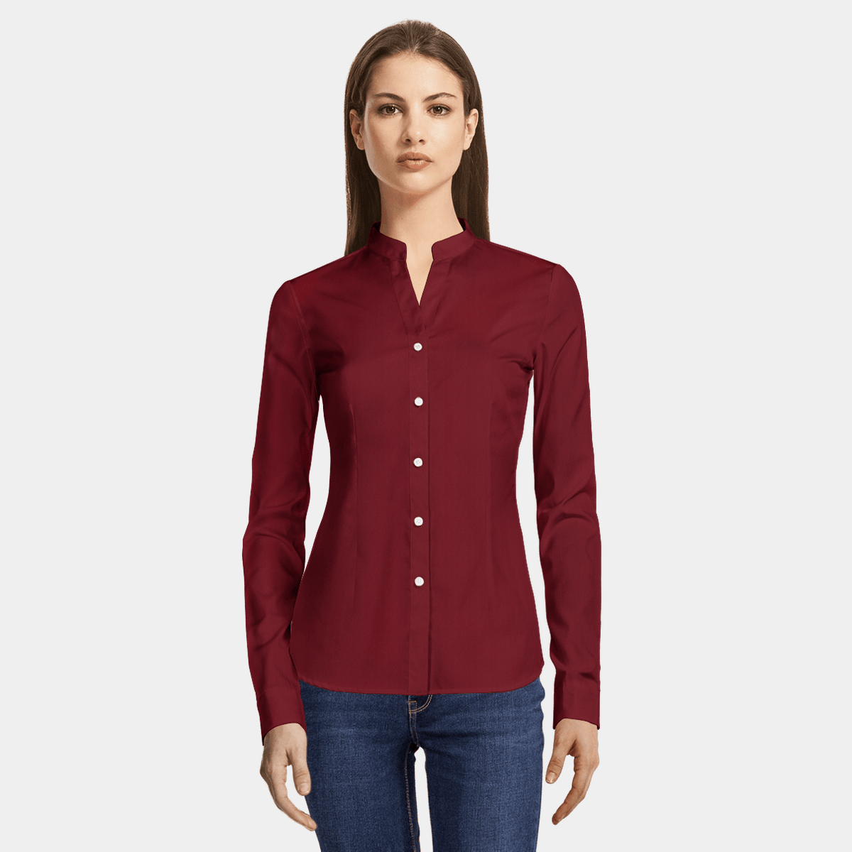 Women's no collar button down shirt Clearance