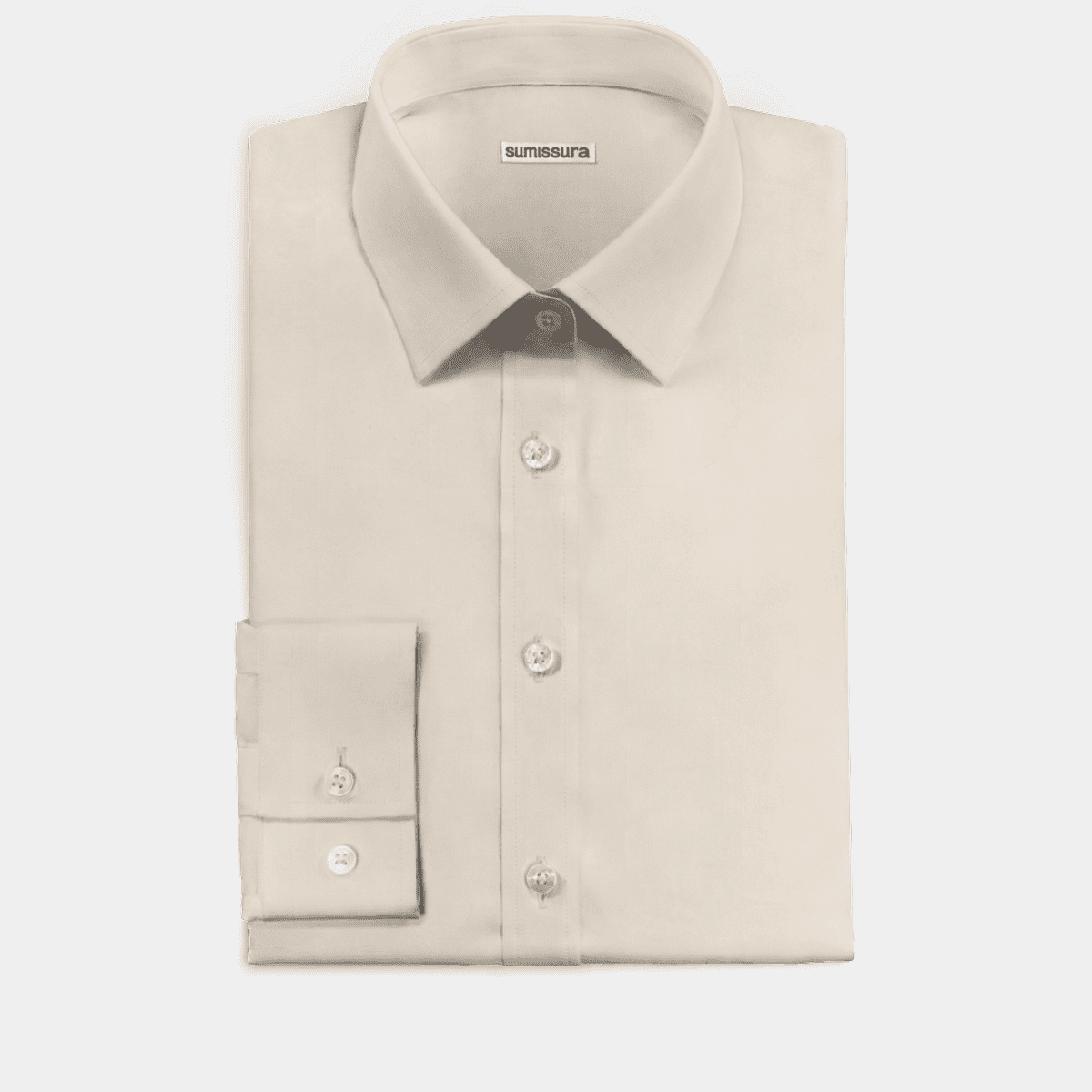 Cream linen-cotton Dress Shirt with pockets