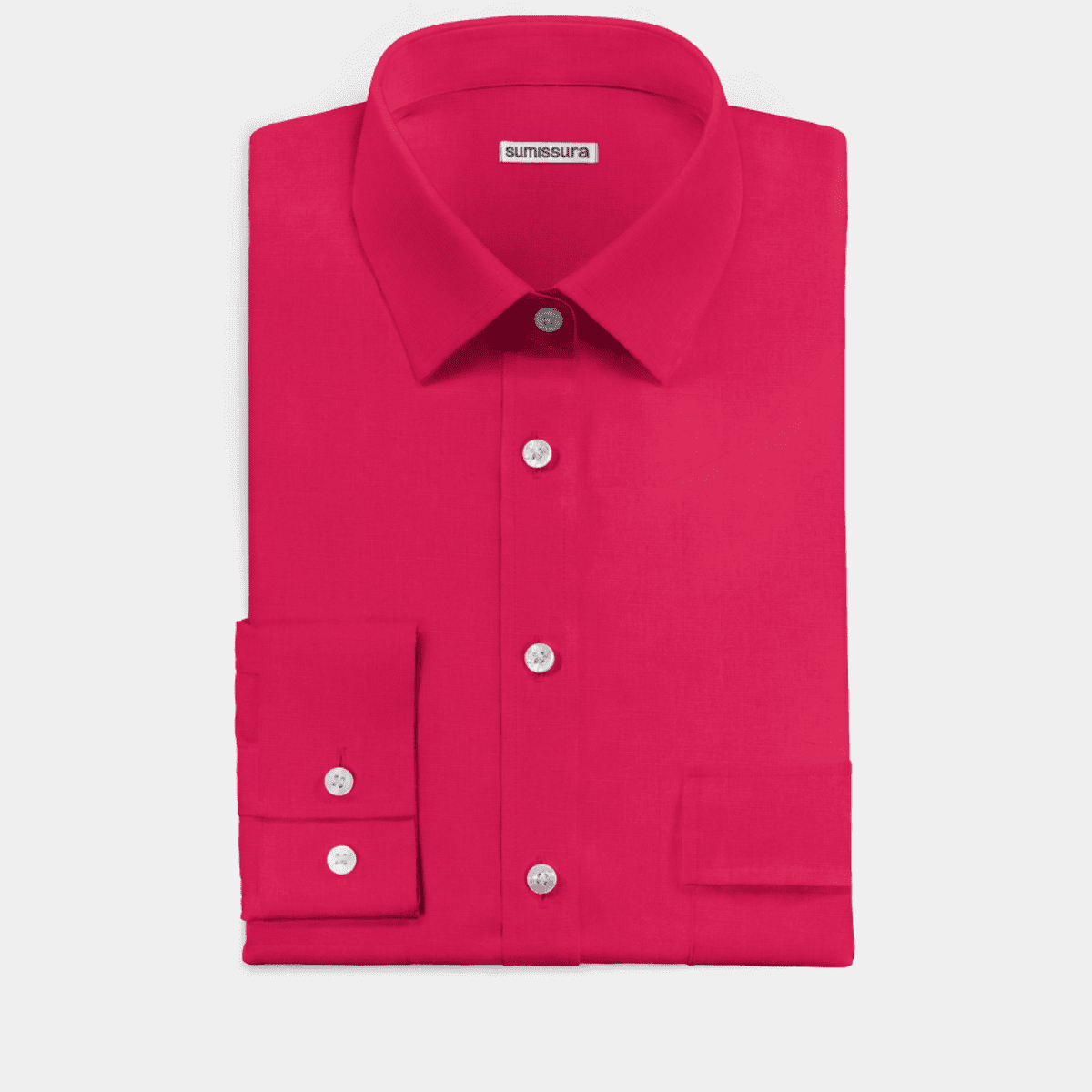 Fuchsia linen-cotton Dress Shirt with pockets