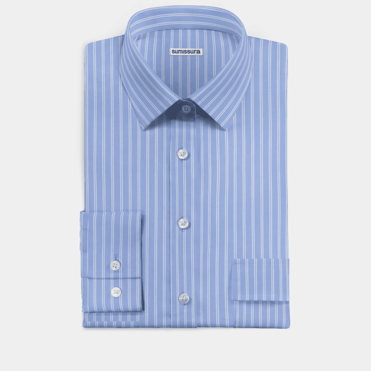 Light Blue striped poplin cotton Dress Shirt with pockets Sumissura