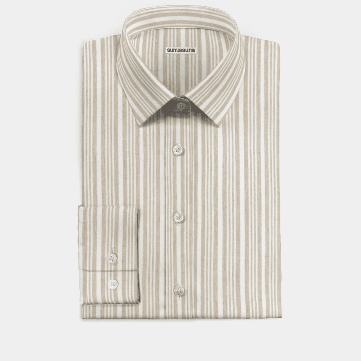 Beige striped linencotton Dress Shirt Sumissura