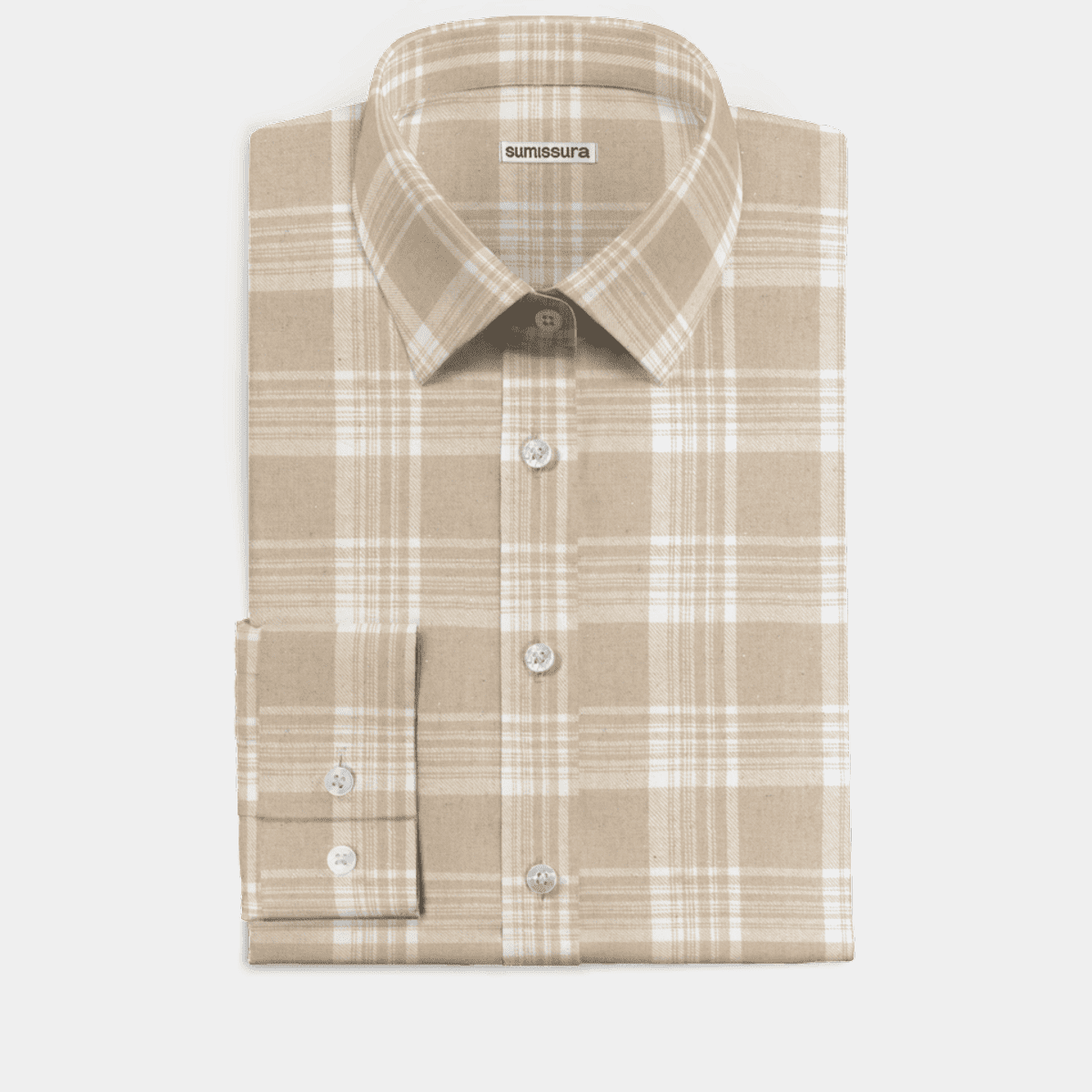 Sand checked linencotton Dress Shirt Sumissura