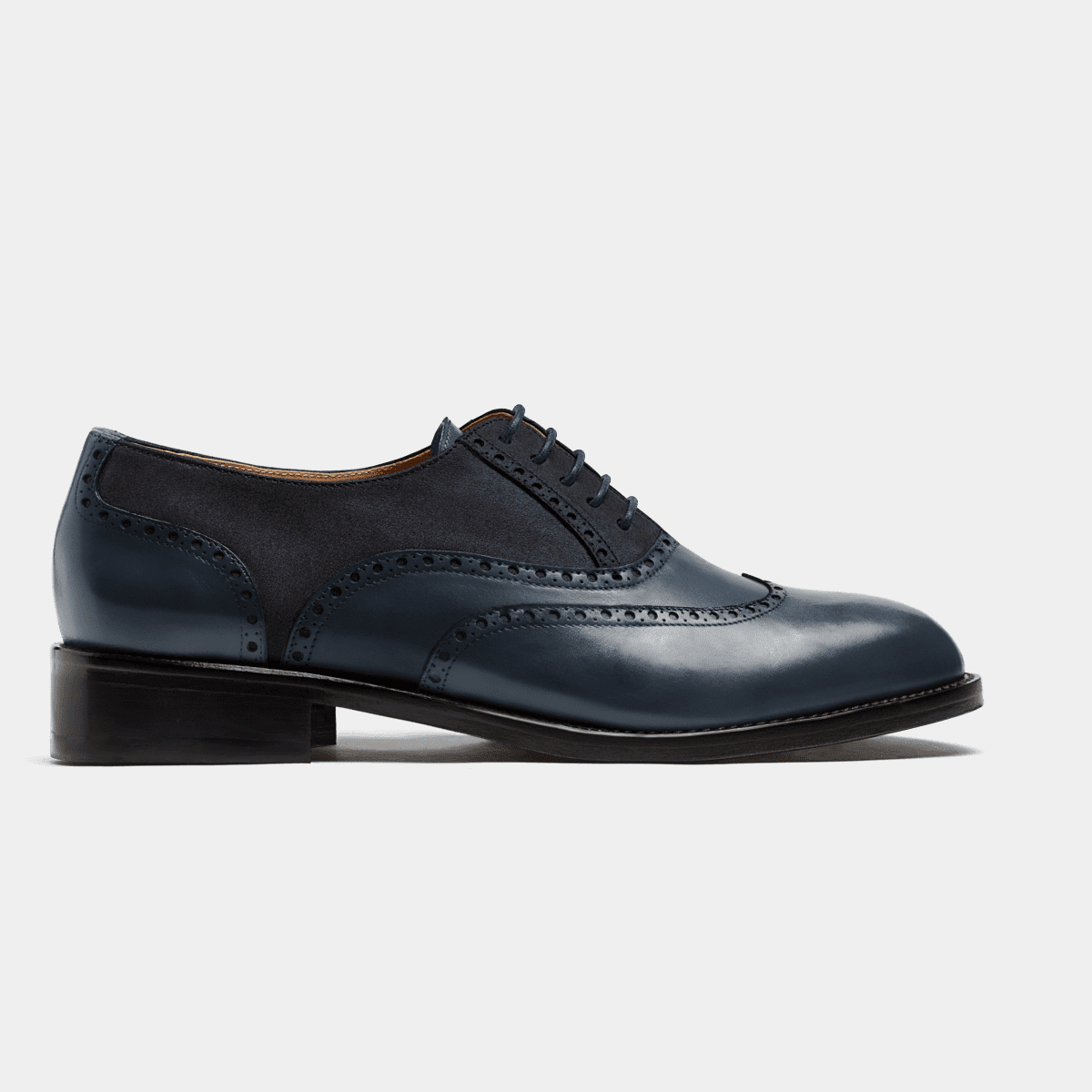 Full Brogue shoes - blue leather , leather & suede | Sumissura