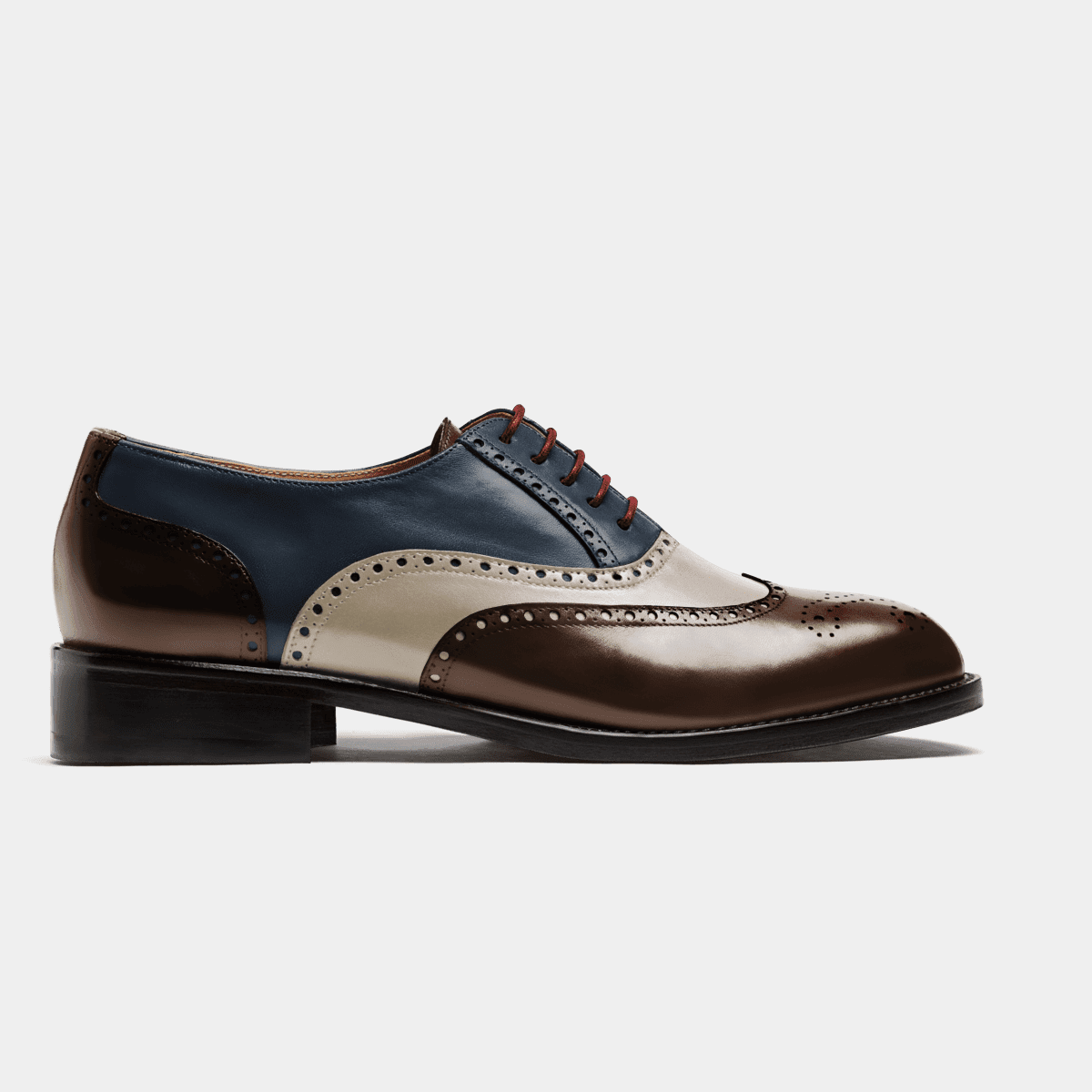 Full Brogue shoes - brown, white & blue flora leather & leather $235 ...