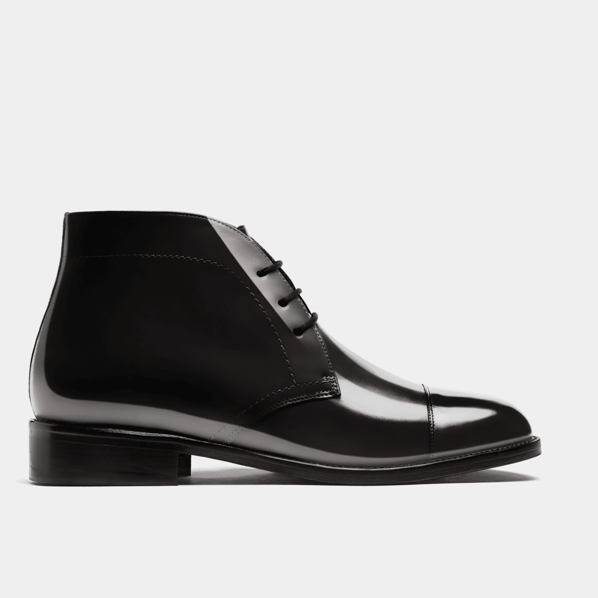 Cap toe Chukka Boots - black flora leather | Sumissura