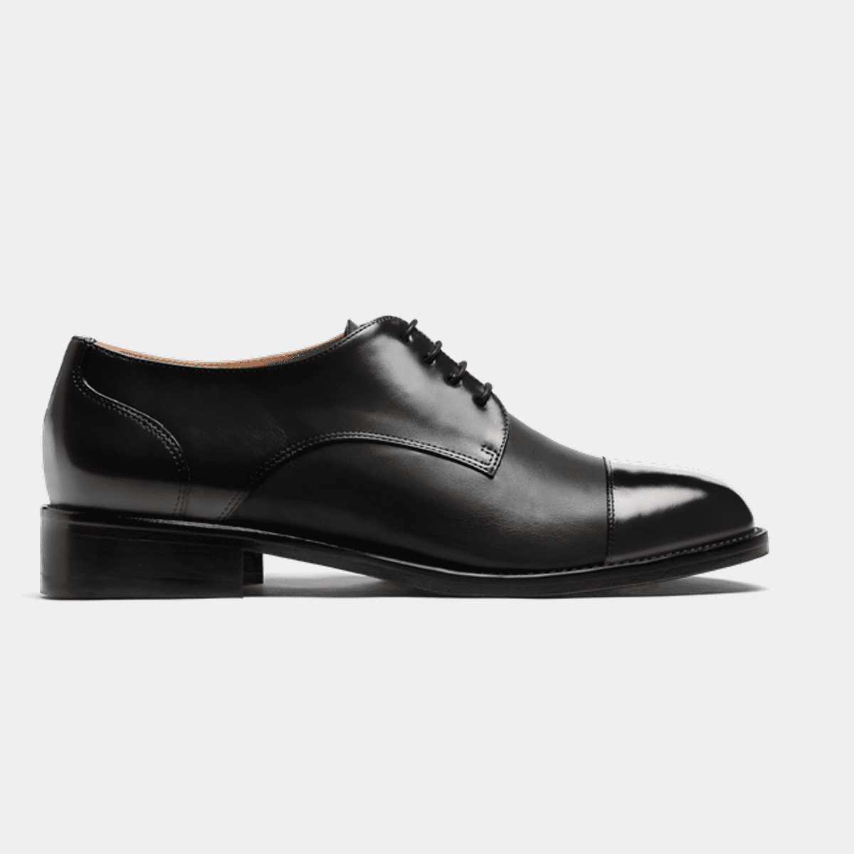 Cap toe Derby dress shoes - black flora leather & leather $214 | Sumissura