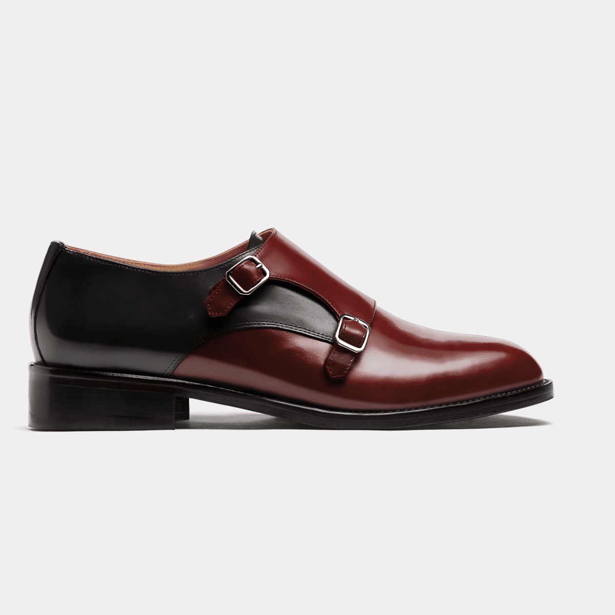 Suede Monk Shoes Burgundy 2011-Burgundy Cow Leather Formal Double