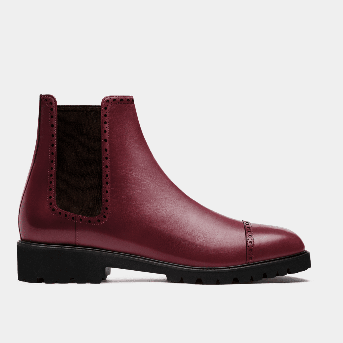Brogue Chelsea Boots - burgundy italian calf leather | Sumissura