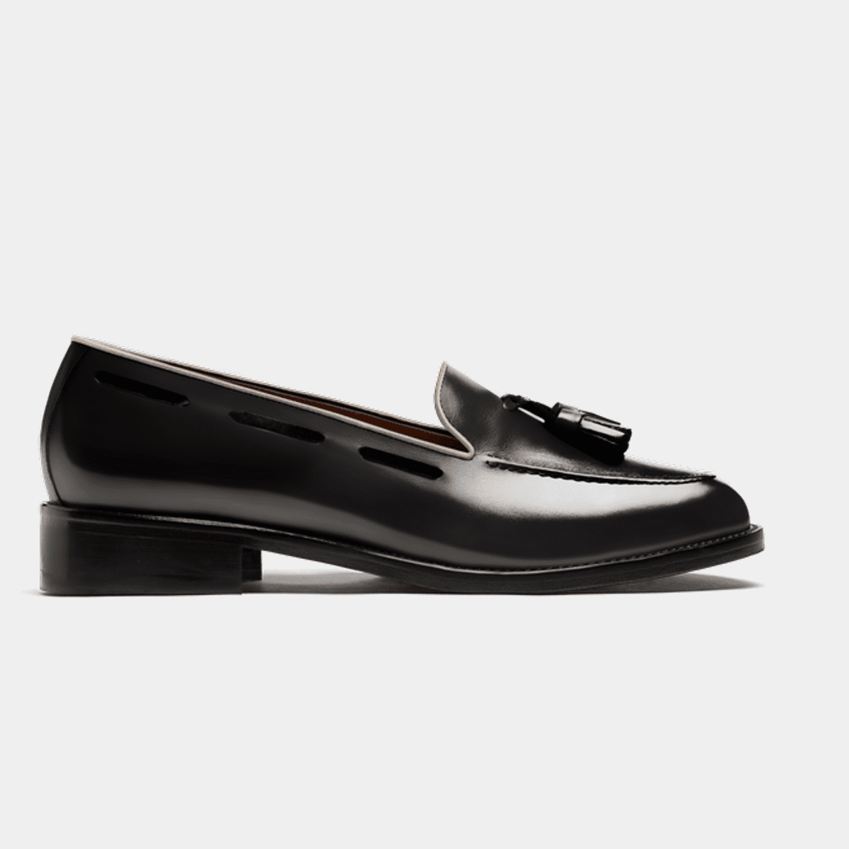 Tassel Loafers - black flora leather | Sumissura