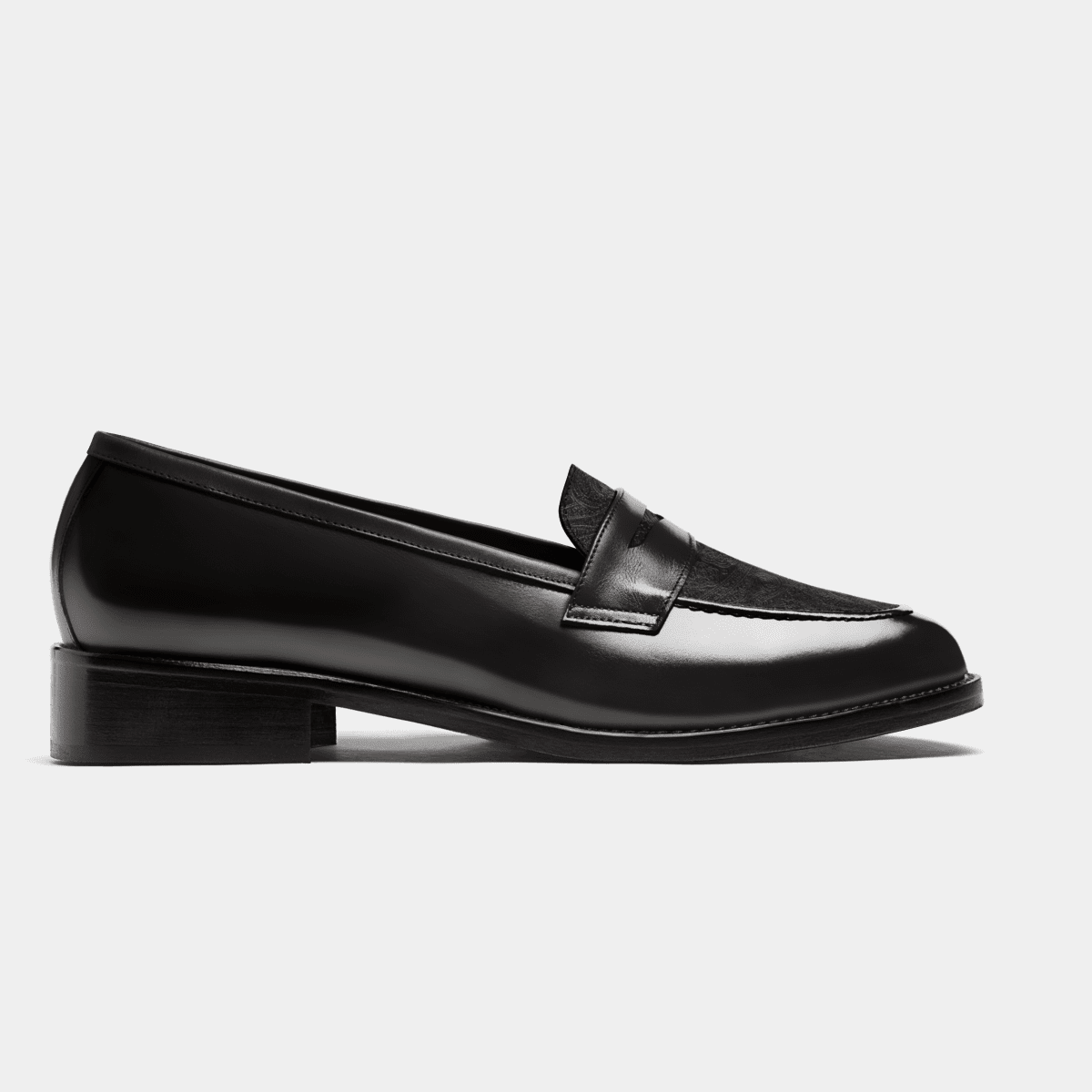 Penny Loafer - black flora leather | Sumissura