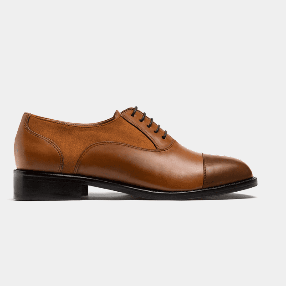 Cap toe Oxford dress shoes - brown leather & suede | Sumissura