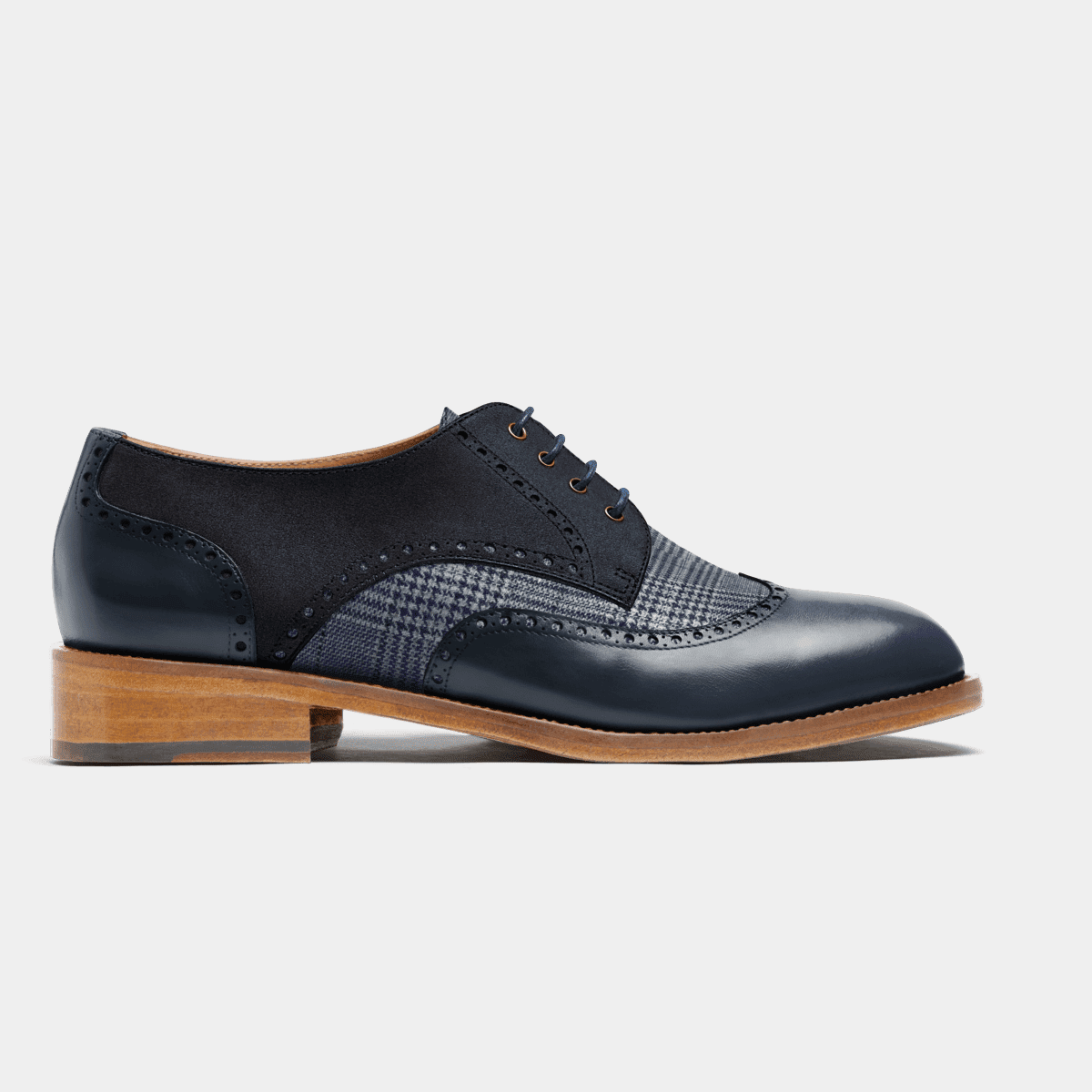 Full Brogue shoes - blue leather , tweed & suede | Sumissura