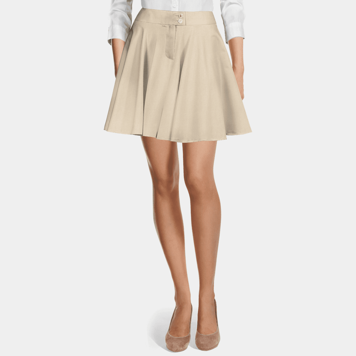 Jupe ?�vas?�e courte taille haute creme infroissable | Sumissura