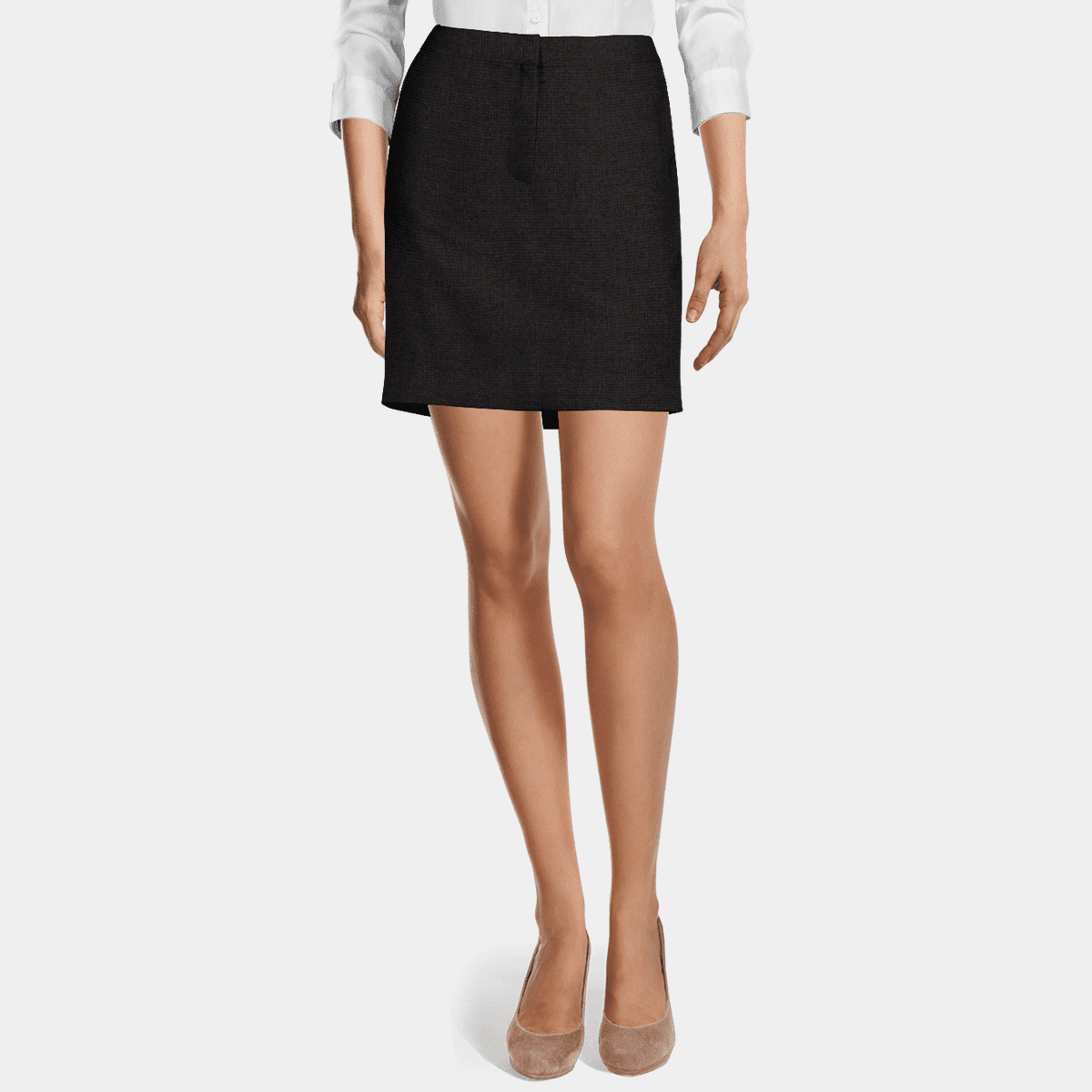 grey plaid wool pencil skirt