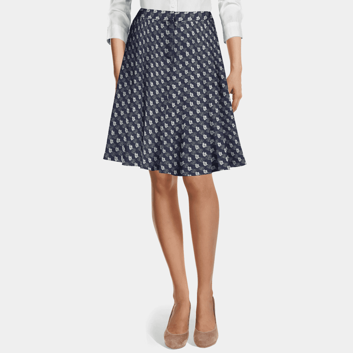 Aida Blue Floral Faldon Skirt