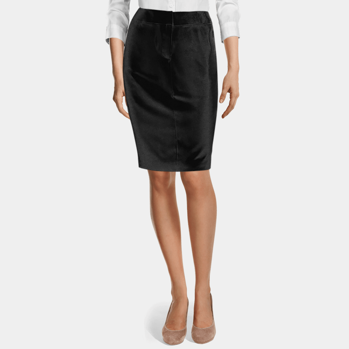 black velvet pencil skirt outfit