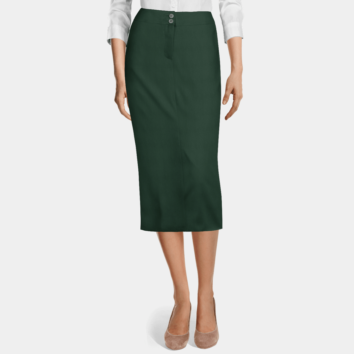 high waisted green pencil skirt